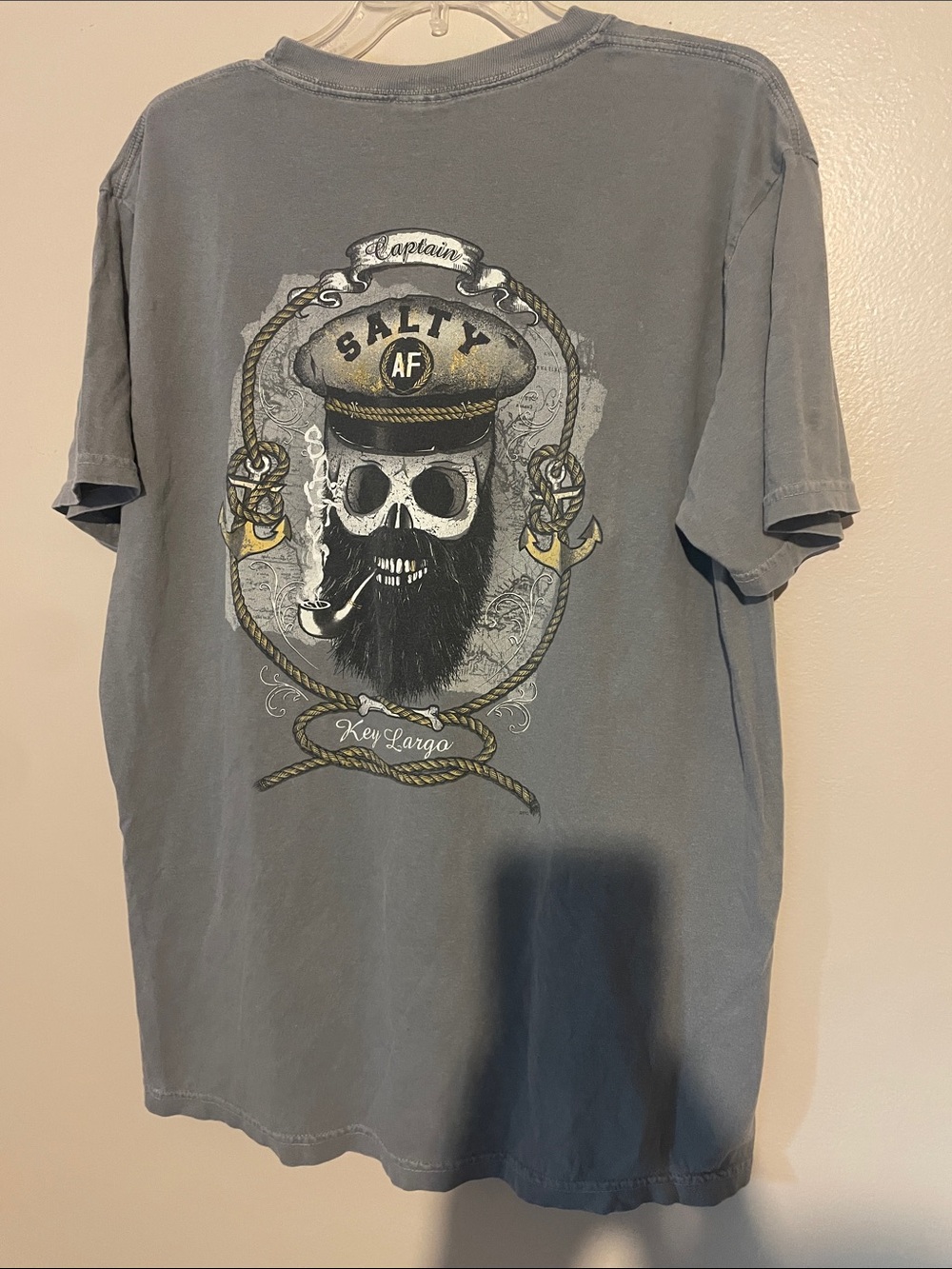 Salty AF Captain Graphic Tee - Gray flawed spot on front